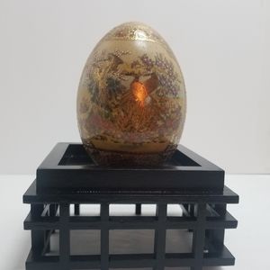 Vintage Japanese Satsuma Porcelain Egg. Stand Size
